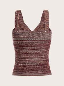 ROMWE Màu xám Tie Trước Áo thun dệt kim Cami - Nhiều màu - Xem 2