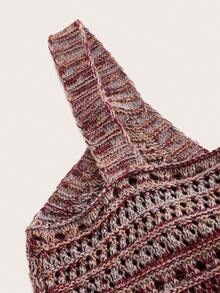 ROMWE Màu xám Tie Trước Áo thun dệt kim Cami - Nhiều màu - Xem 3