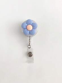 1入組花朵設計胸章可愛便攜可伸縮姓名卡徽章夾帶夾辦公學生 - 彩色 - 查看 1