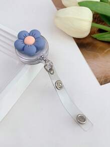 1入組花朵設計胸章可愛便攜可伸縮姓名卡徽章夾帶夾辦公學生 - 彩色 - 查看 3