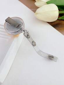 1入組花朵設計胸章可愛便攜可伸縮姓名卡徽章夾帶夾辦公學生 - 彩色 - 查看 6