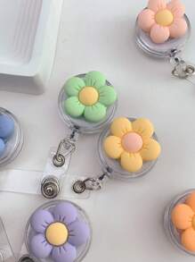 1入組花朵設計胸章可愛便攜可伸縮姓名卡徽章夾帶夾辦公學生 - 彩色 - 查看 7