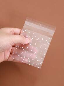 100 Cái/bộ Họa Tiết Chấm Bi Túi Nhựa Tự Dính Cho Đám Cưới Sinh Nhật Tặng Túi Trang Sức Túi - trắng - Xem 4