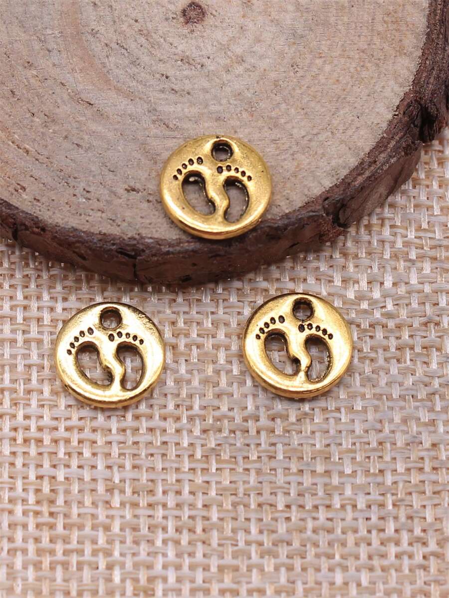 20入組11x11mm雙面可愛的嬰兒腳底鉤銀吊飾