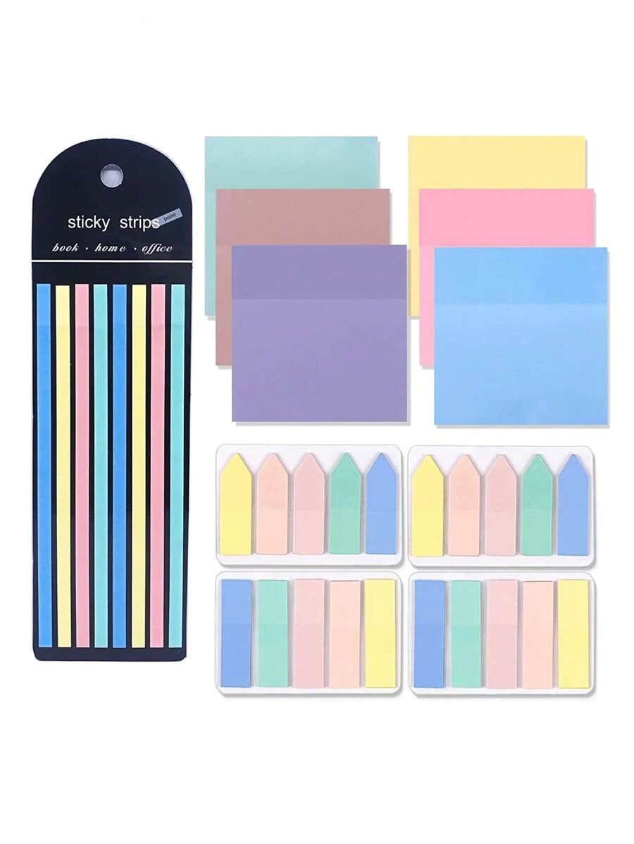 11pcs Mixed Color Index Tab & Sticky Note, Simple Multi-purpose Easy To Post Writable Sticky Note For School Student, Office - Multicolor - View 1