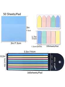 11pcs Mixed Color Index Tab & Sticky Note, Simple Multi-purpose Easy To Post Writable Sticky Note For School Student, Office - Multicolor - View 3
