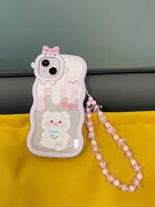 Phone Charm Cute Pig Print Phone Case With Lanyard - Multicolor - View 6