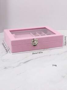 1pc Clear Jewelry Storage Box - Pink - View 7