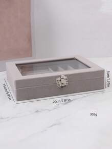 1pc Plain Color Jewelry Storage Box - Grey - View 6