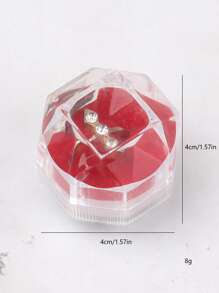 1入組塑膠首飾類透明戒指收纳盒 - 紅色 - 查看 8