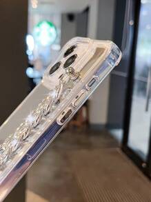 Silver Mirror Phone Case With Wrist Chain, Compatible With Iphone - Silver - View 4