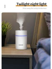 便攜霧面加濕器,迷你加濕器,加濕器適用於車桌子家庭辦公室,安靜,汽車關閉,小酷霧面加濕器帶彩色LED小夜燈,USB個人書桌加濕器適用於車辦公室家庭旅行 - 白色 - 查看 5