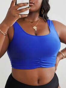 SHEIN Swim Curve Plus Ruched Front Ruched Bikini Top