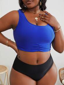 SHEIN Swim Curve Plus Ruched Front Ruched Bikini Top