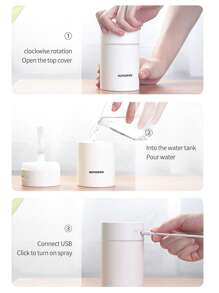 便攜霧面加濕器,迷你加濕器,加濕器適用於車桌子家庭辦公室,安靜,汽車關閉,小酷霧面加濕器帶彩色LED小夜燈,USB個人書桌加濕器適用於車辦公室家庭旅行 - 白色 - 查看 13