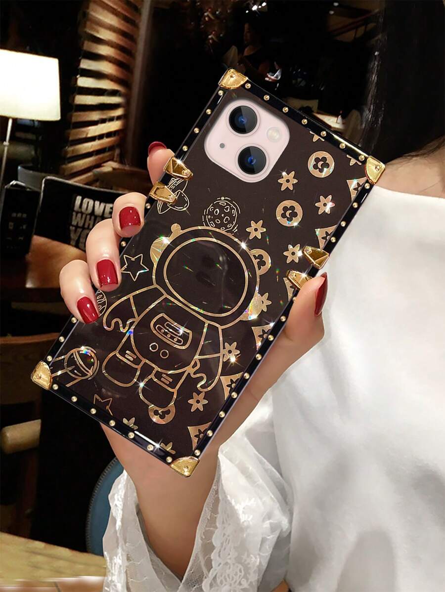 Vỏ điện thoại in hình phi hành gia hoạt hình - màu đen - Xem 1