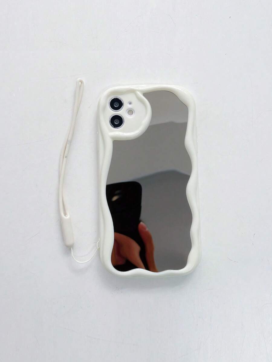 Funda de teléfono con espejo y colgante con cordón - Blanco - Ver 1