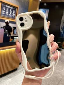 Funda de teléfono con espejo y colgante con cordón - Blanco - Ver 2