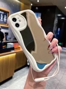 Funda de teléfono con espejo y colgante con cordón - Blanco - Ver 5