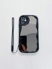 Mirror Phone Case With Lanyard - Black - View 1