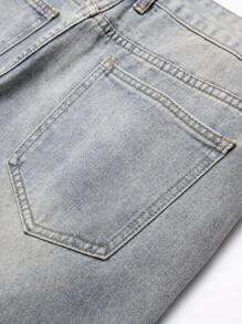Men Cotton Ripped Frayed Skinny Jeans - Light Wash - View 5