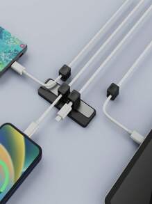 Bộ sắp xếp cáp từ tính bằng silicon, giá đỡ cáp dữ liệu nhiều khe cho máy tính để bàn/điện thoại. - màu đen - Xem 4