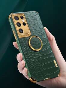 Crocodile Pattern Phone Case With Ring Holder - Green - View 4