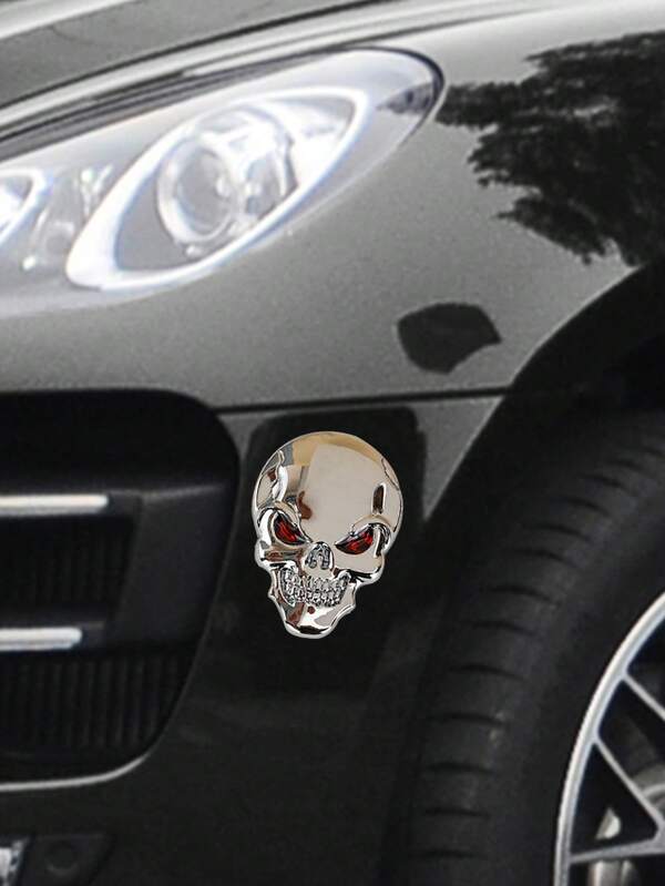 1pc Skull Design Zinc Alloy Car Sticker