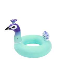 1pc Inflatable Peacock Shape Mint Blue PVC Pool Float, Beach & Pool Recreational Swimming Ring - Mint Blue - View 11
