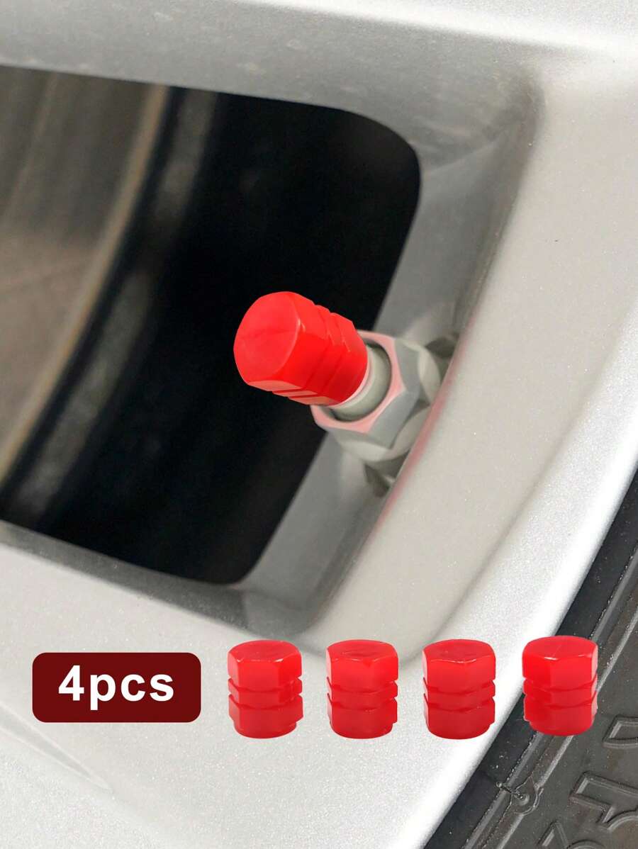 4 chiếc Phát sáng trong bóng tối Nắp van lốp ô tô - Đỏ - Xem 1
