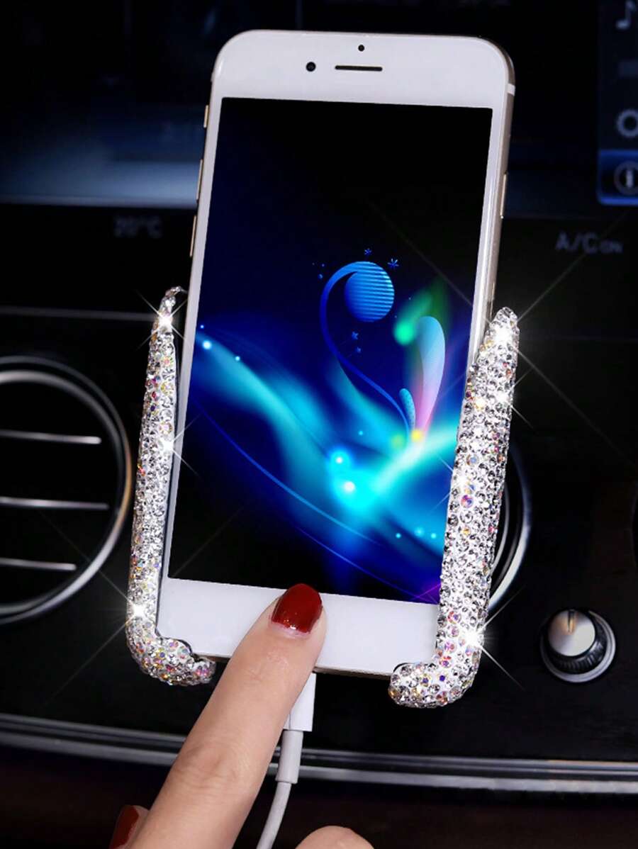 亚克力水钻重力车载手机支架，车载出风口手机支架，水钻设计车载导航夹式支架，汽车配件，出风口仪表导航水钻车载手机支架，送给男友的礼物，车载手机支架，兼容和安卓手机，生日礼物，送给家人和朋友的汽车配件礼物，汽车用品