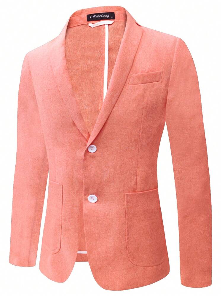 Homme Blazer à bouton à col châle - Corail - Voir 1