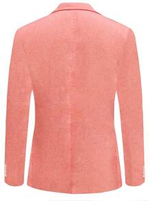 Hombres Blazer con botón de cuello esmoquin - Naranja Coral - Ver 2