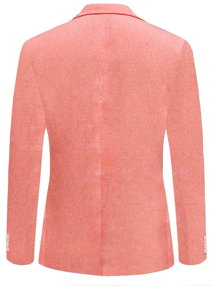Homme Blazer à bouton à col châle - Corail - Voir 2