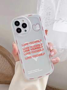 字母圖案透明手機殼 - 紅色 - 查看 3