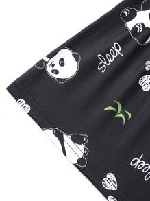 Girls Panda & Letter Graphic PJ Set - Grey - View 5