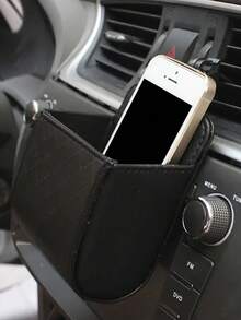 1入組PU皮革汽車出風口收納袋 - 黑色 - 查看 3