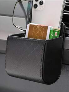 1入組PU皮革汽車出風口收納袋 - 黑色 - 查看 5