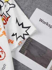 SHEIN Tween Boy Loose Fit Áo thun ngắn tay họa tiết gấu phong cách đại học - Nhiều màu - Xem 4