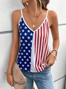 SHEIN LUNE Top de tirantes con estampado de americana - Multicolor - Ver 1