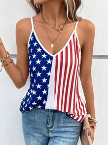 SHEIN LUNE Top de tirantes con estampado de americana - Multicolor - Ver 4