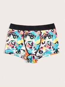 The Powerpuff Girls | ROMWE 全身印花撞色绑带内衣套装，可爱 - 白色 - 查看 5