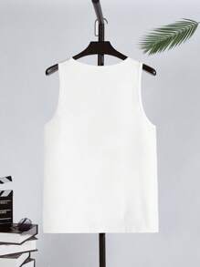 Manfinity RebelGame 男士棉熱帶和標語圖案背心上衣 - 白色 - 查看 2