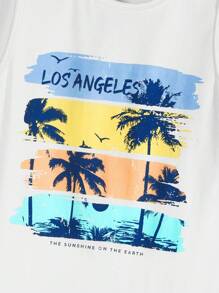 Manfinity RebelGame 男士棉熱帶和標語圖案背心上衣 - 白色 - 查看 4