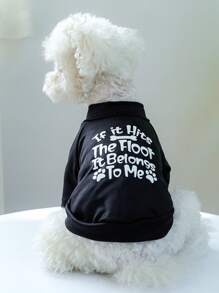 1pc Slogan Graphic Pet Tee For Dog And Cat For Summer - Black - View 1