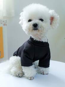 1pc Slogan Graphic Pet Tee For Dog And Cat For Summer - Black - View 2