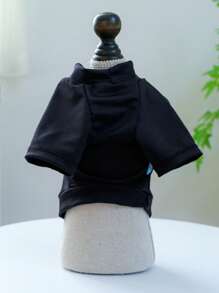 1pc Slogan Graphic Pet Tee For Dog And Cat For Summer - Black - View 4