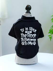 1pc Slogan Graphic Pet Tee For Dog And Cat For Summer - Black - View 5