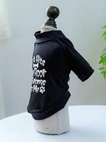 1pc Slogan Graphic Pet Tee For Dog And Cat For Summer - Black - View 6
