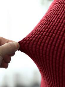 1pc Solid Color Grid Fleece Chair Cover, Removable & Washable Corn Grain Elastic Seat Cushion Protector Full Cover - Burgundy - View 5